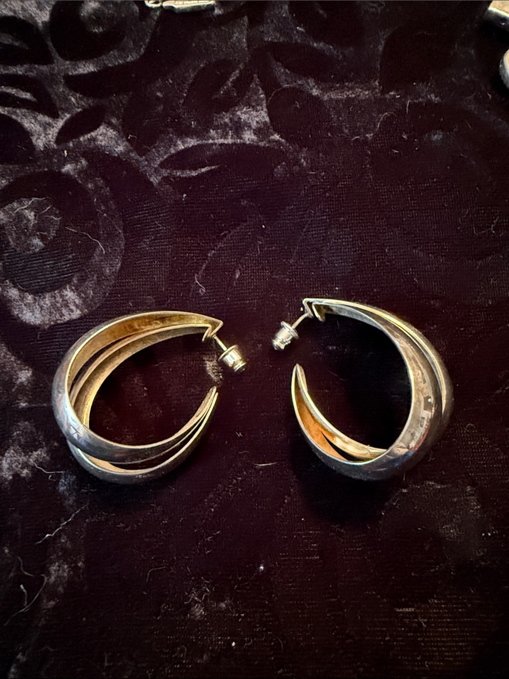 Silver Plated Double Hoop Earrings - Women Jewelry